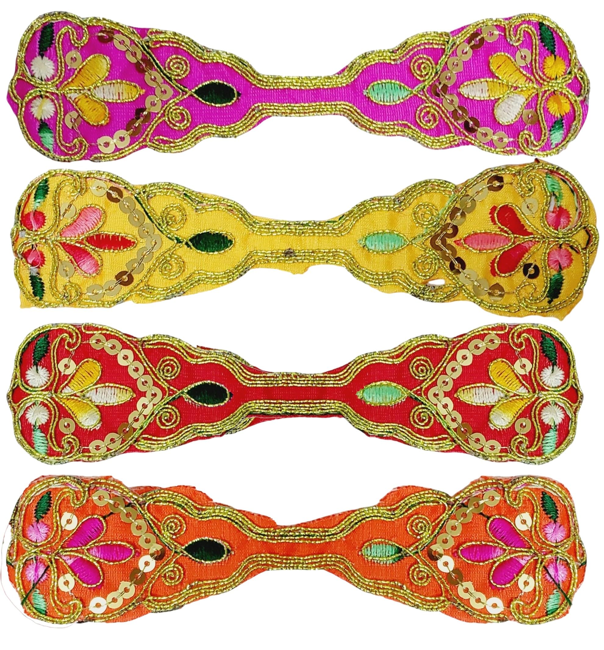 Patka Uparna Khes Vastra for Lord Ganpati Ji, God Dress Chunni/Chunri for Lords Radha Krishnaji, MATA Rani Murti Shringar Shela Statues, Red-Yellow-Orange, Set of 4-image-2