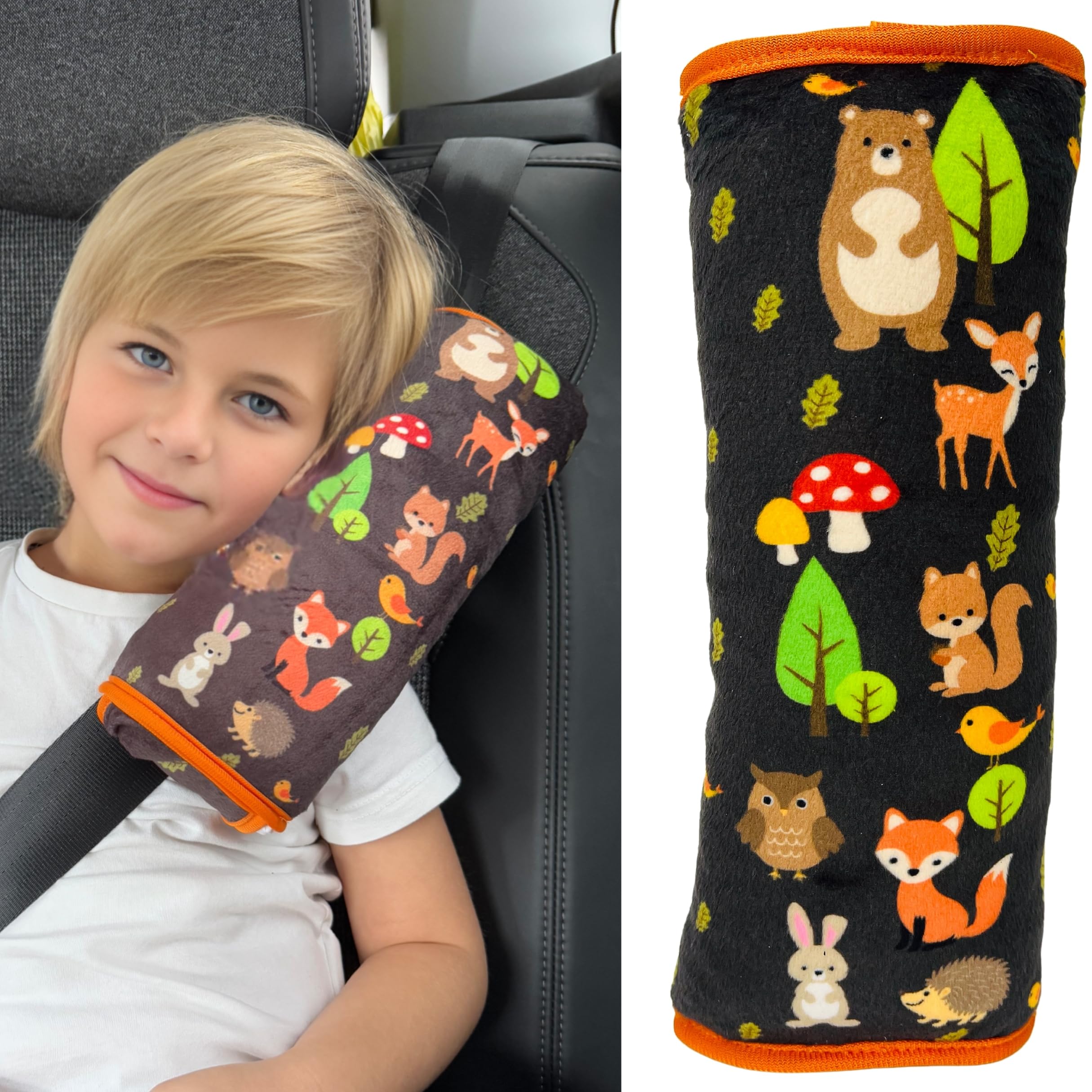 HECKBO Almohadilla para coche con dibujos de monstruos para niños - lavable a máquina suave, tacto de peluche, almohadilla cinturón de seguridad — view 19