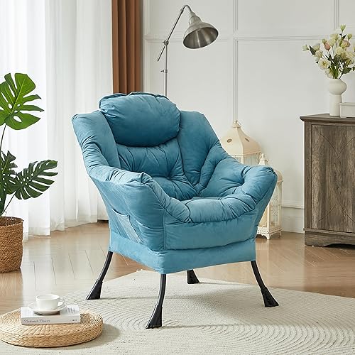 Miniatura 152 de HollyHOME - Silla perezosa grande de tela para sala de estar, silla de lectura, acogedora silla de descanso con reposabrazos, sofá de ocio, color
