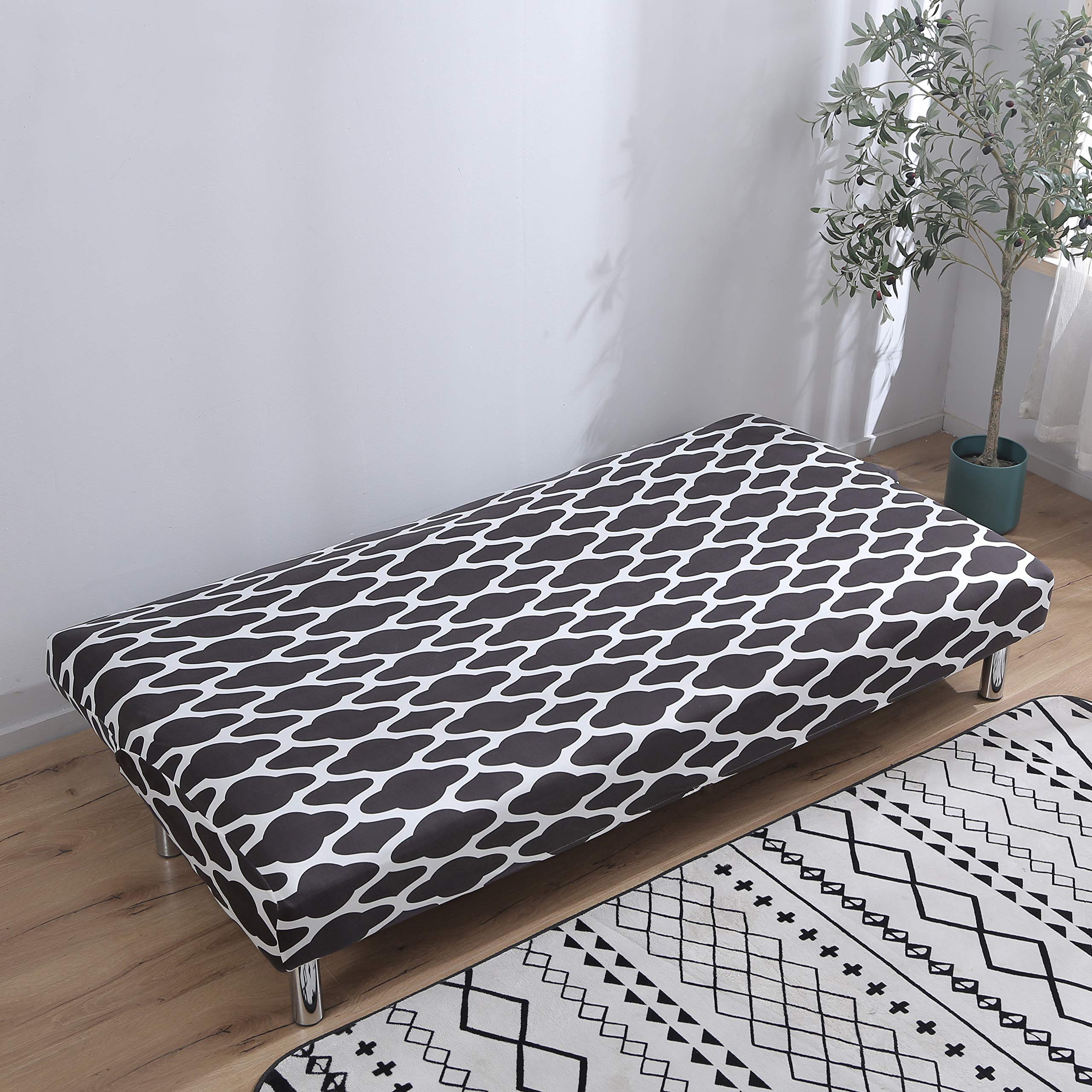 TOPCHANCES Futon Sofa Cover,Stretch Spandex Folding Sofa Bed Cover Without Armrests,Armless Futon Sliopcover,Max Size 80