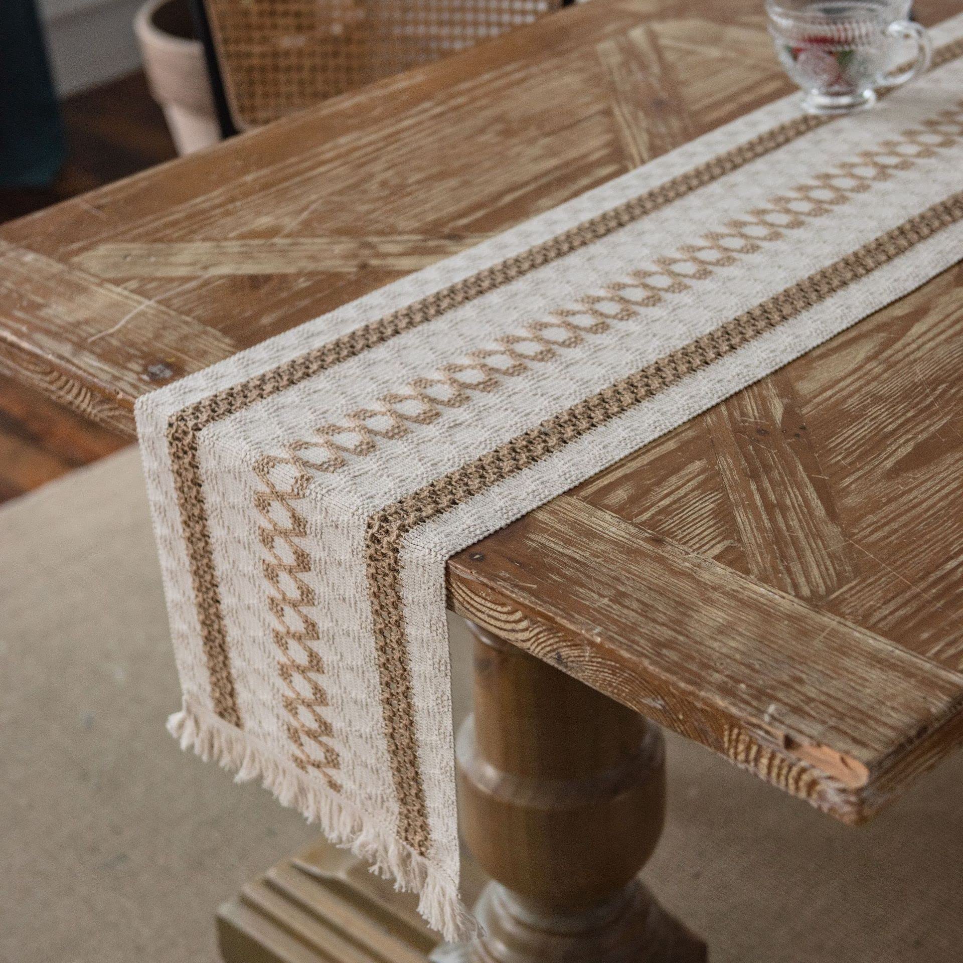 Table Runner Table Runner Cotton Crochet with Tassels Geometric Fringe Runners Retro Macrame Tablecloth(D,30*275cm)