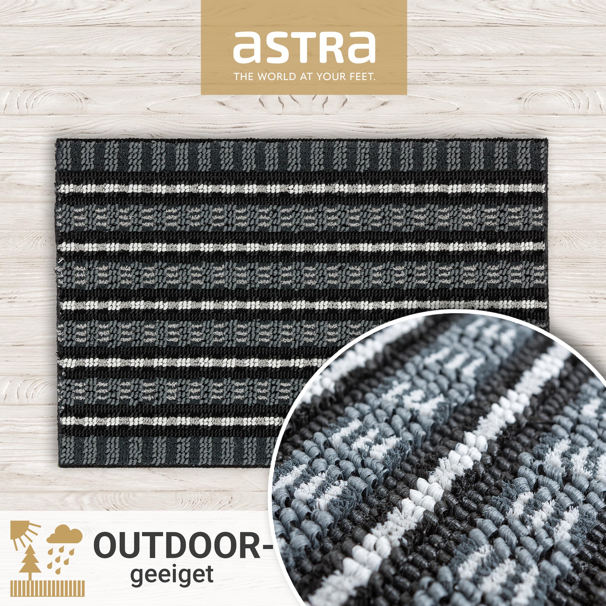 Brush-Effekt Fußmatte Außen - Schwarz / Silber 2er Set 40x60cm rechteckig