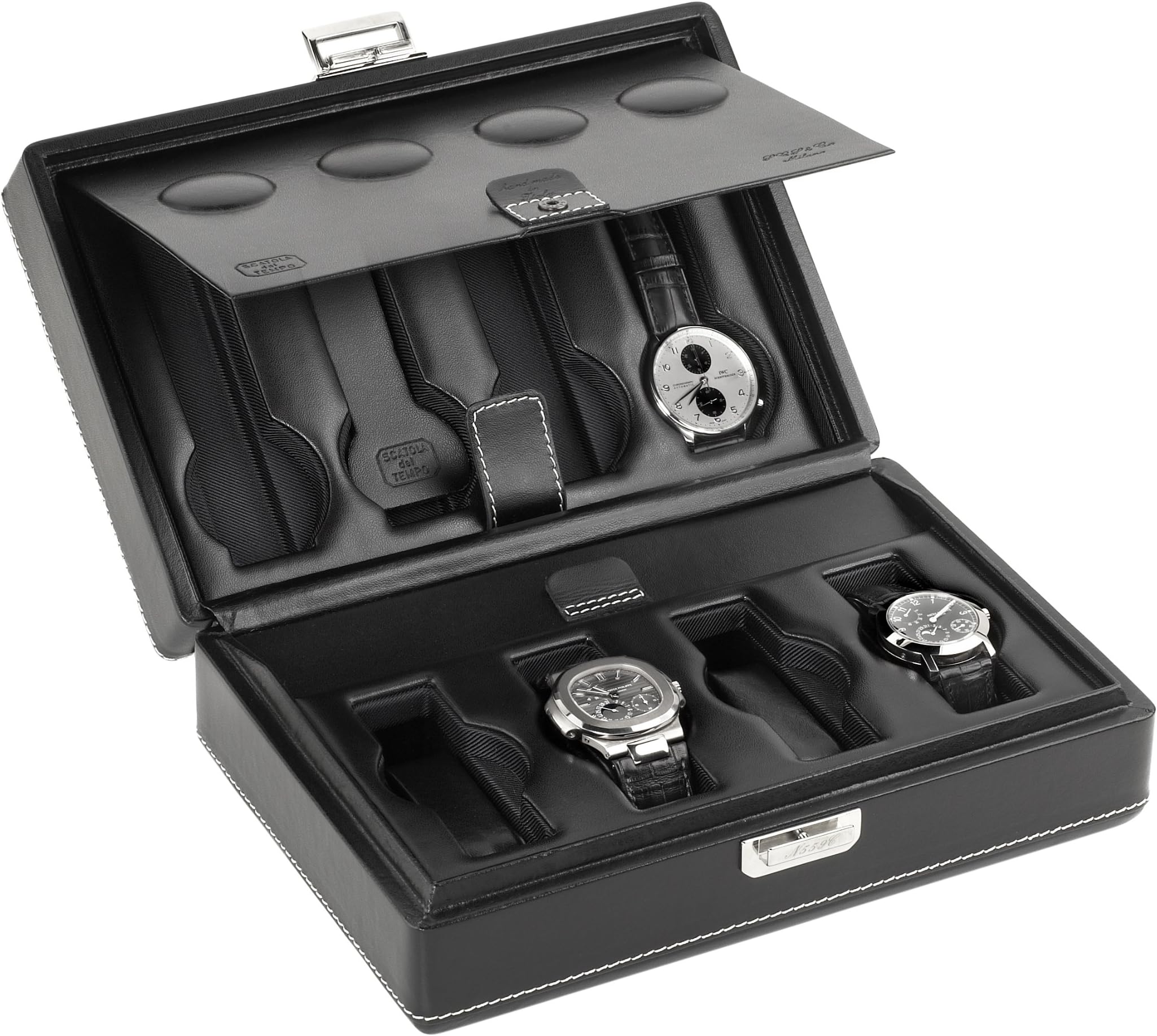 Scatola del Tempo Custodie 4+4 8 Watch Leather Collectors Travel Case