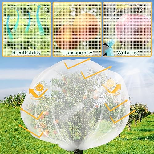 Miniatura 5 de Red para árboles frutales de 6.9 x 8.5 pies, cubierta de malla ultrafina para árbol de insectos de jardín con cordón, barrera transparente para