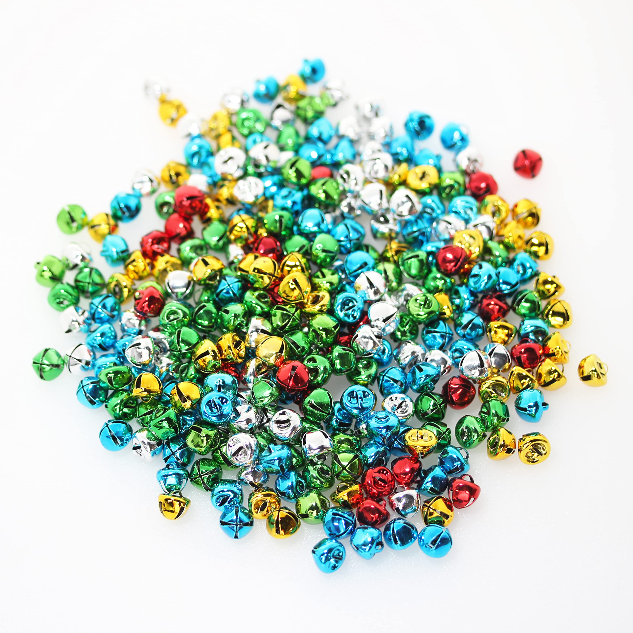 300PCS Campanelle Colorate, BetterJonny 10mm Metallo Campanellini Piccole Campanelle Natalizie Colorati Campanellini Natale Jingle Bells per Albero di Natale, 5 Colori