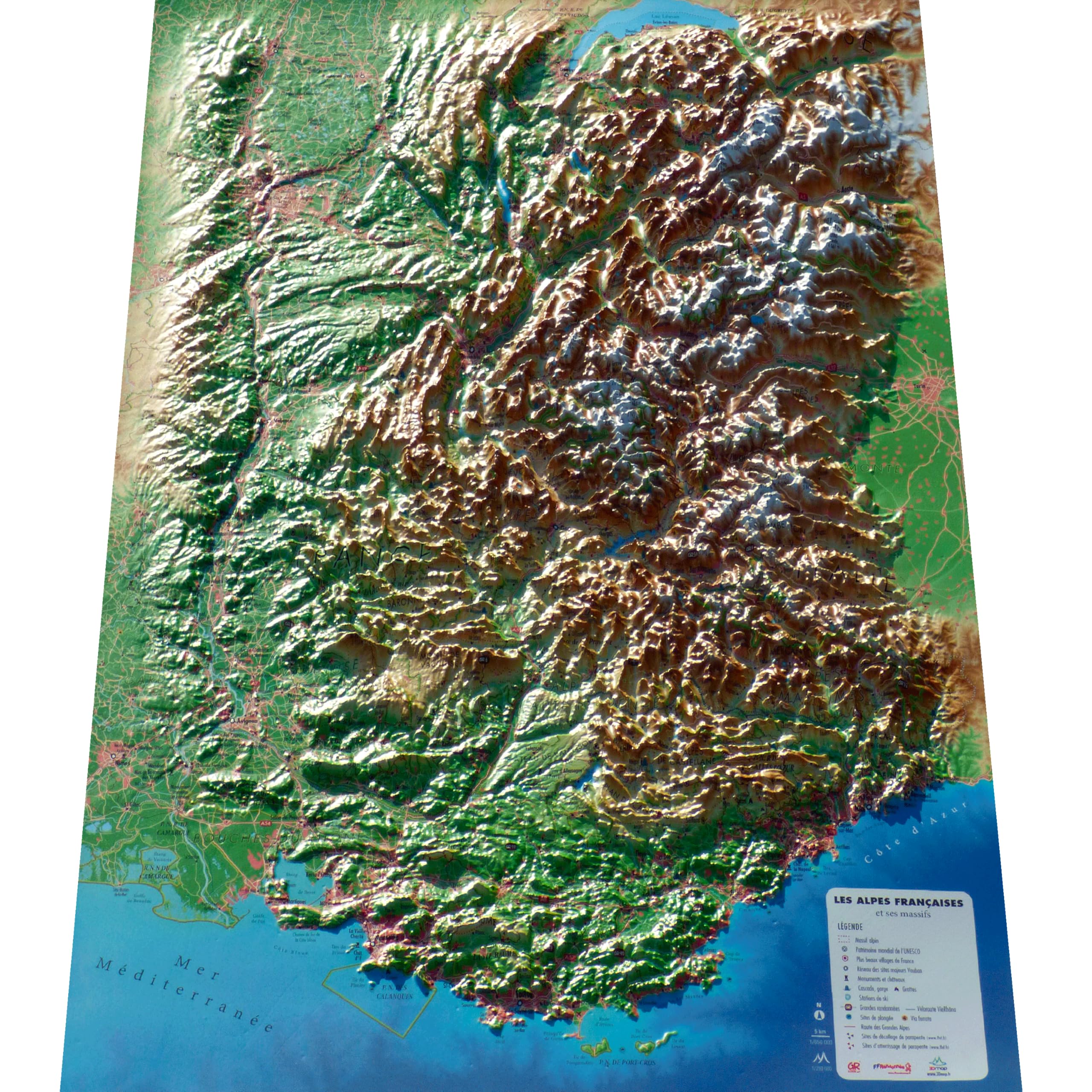 CARTE EN RELIEF DES ALPES FRANÇAISES ET SES MASSIFS ALPINS: Edition 2026