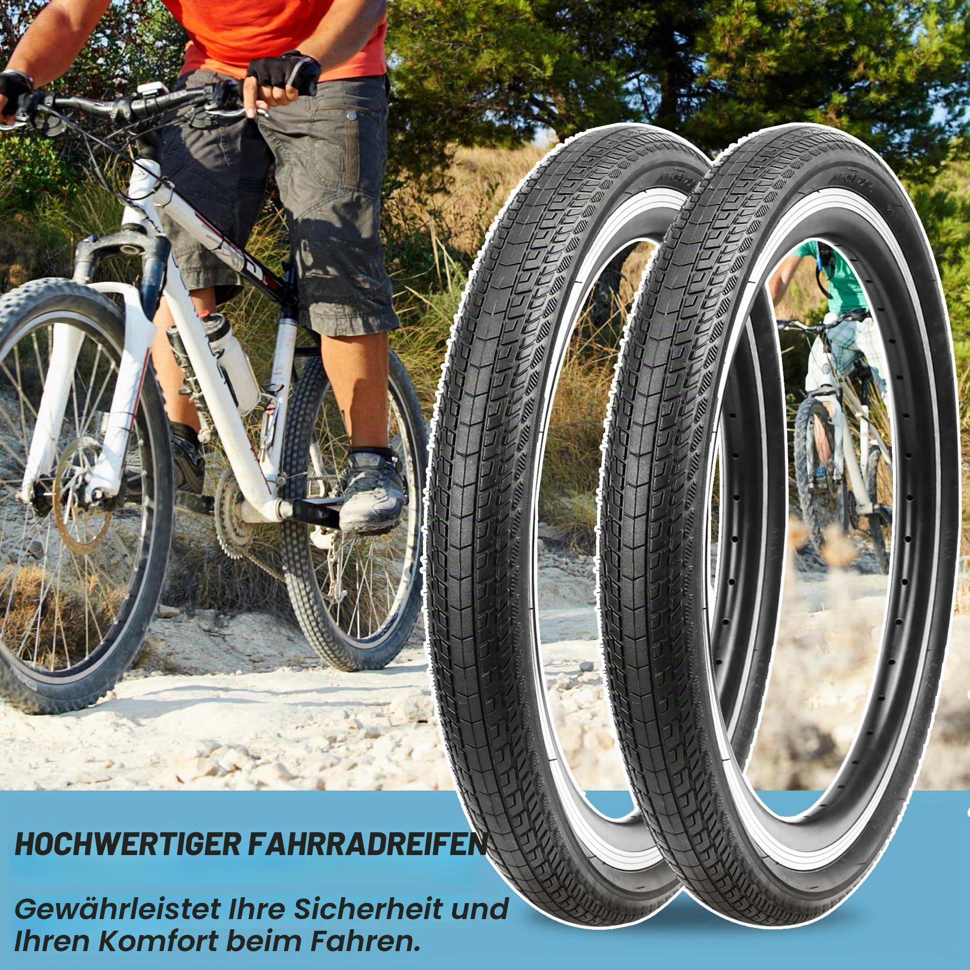 2-Set 20/24/26x1.75 Zoll Fahrradreifen+20/24/26x20x1.5-1.75 Schläuche mit AV 35MM & Reifenheber，Beste Wahl für Radsportbegeisterte