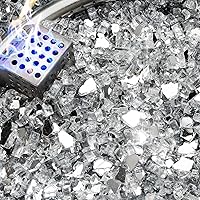 Vista 12 de NUPICK Vidrio de Fuego de 20 Libras, Vidrio de Fuego Reflectante de 1/2 Pulgada, Compatible con Vidrio para Fogata y Vidrio de Chimenea, Azul