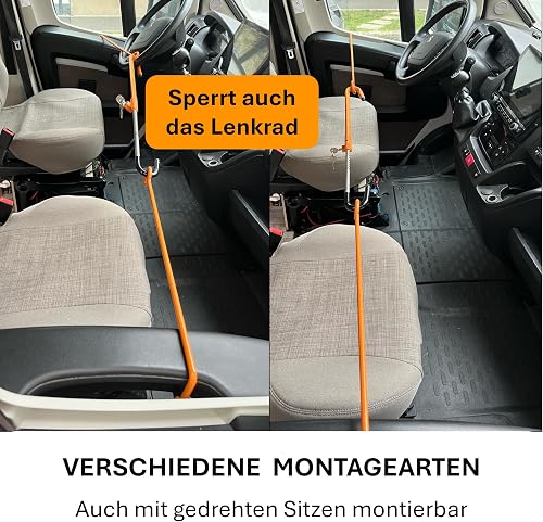 Motorhome Door Security Bar with Steering Wheel Lock – Heavy-Duty Steel Anti-Theft for Fiat Ducato, Peugeot Boxer, Citroën Jumper, VW T5/T6, Mercedes Sprinter – Adjustable 150–180 cm, with Storage Bag - 4