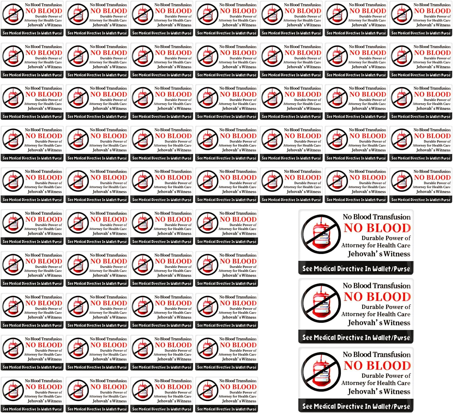 50 Jehovah's Witness No Blood Stickers - JW Meeting Accessories & Ministry Supplies - Gifts for JW.org Pioneer Convention