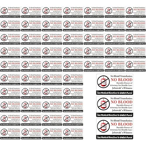 50 Jehovah's Witness No Blood Stickers - JW Meeting Accessories & Ministry Supplies - Gifts for JW.org Pioneer Convention