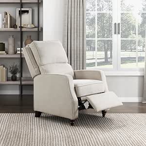 Lexicon Push Back Recliner Chair for Living Room, Beige