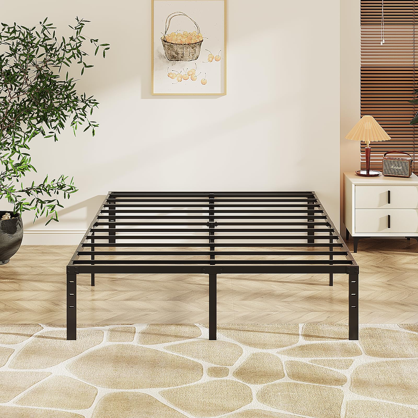 VINGLI 12 Inch Full Bed Frame, Heavy Duty Metal Platform, No Box Spring Needed, Steel Slat Support, Easy Assembly, Noise-Free, 10.4 inch Underbed