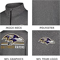 Vista 5 de Ultra Game NFL Official Adults Super Soft Quarter Zip Long Sleeve T-Shirt Gris Caliente Carbón