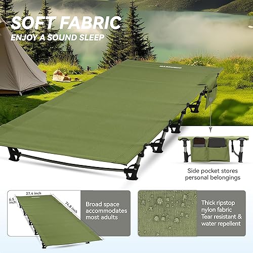 Miniatura 3 de MARCHWAY - Cama de campamento ultraligera plegable, portátil y compacta para viajes al aire libre, base de campamento, senderismo, montañismo, Verde