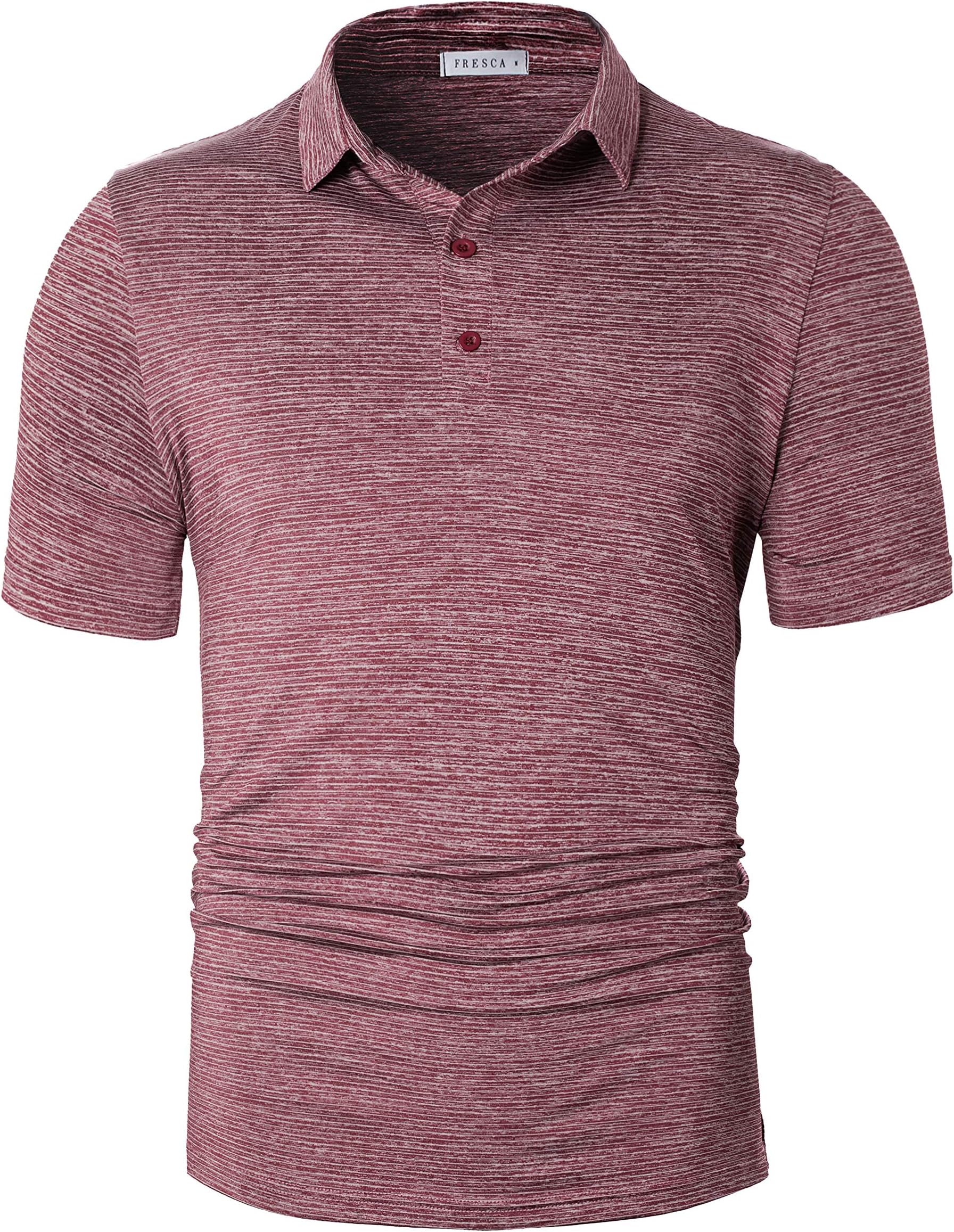 TAPULCO Dry Fit Golf Shirts for Men Stretch Tech Performance Ventilated Stripe Polo Athletic Casual Collared T-Shirt