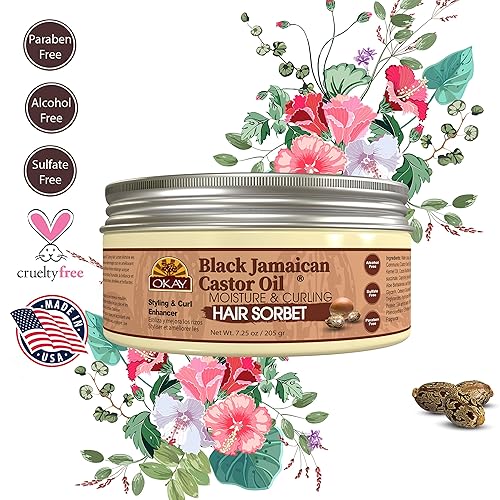 Miniatura 4 de Okay Aceite de ricino negro jamaicano absorbente de humedad y rizador para el cabello blanco 725 onzas