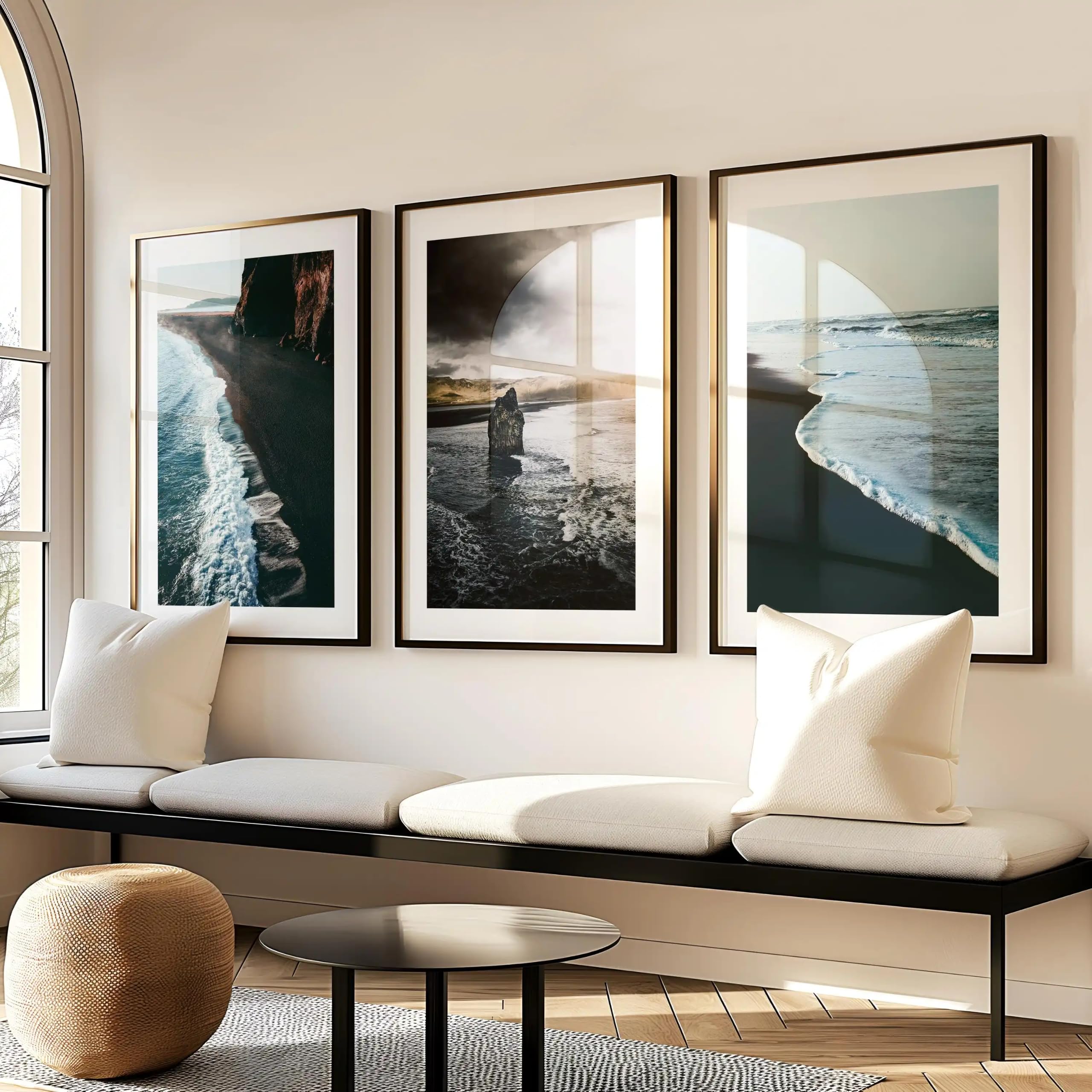 LTjiajuypd Coastal Black Beach Prints Iceland Nature Gallery Wall Decor Canvas Poster Home Bedroom Room(50x75cm-3Pcs)