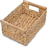Vista 18 de Cesta de almacenamiento de hierba marina natural con asa, cesta rectangular de mimbre para organizar, cesta de almacenamiento de mimbre decorativa