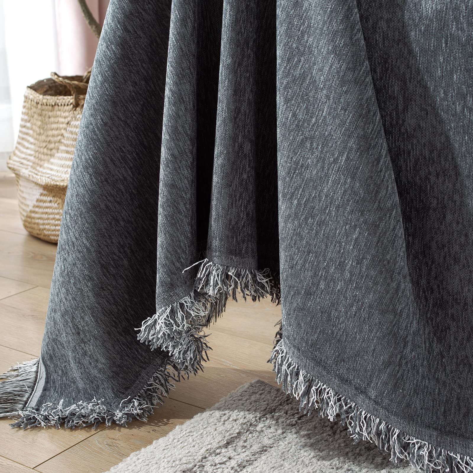 SHANNA Manta Sofa Grande, lavableantideslizante antifouling Manta para Sofa con borlas, Manta Sofa Invierno (180 x 300 cm, Gris Oscuro)