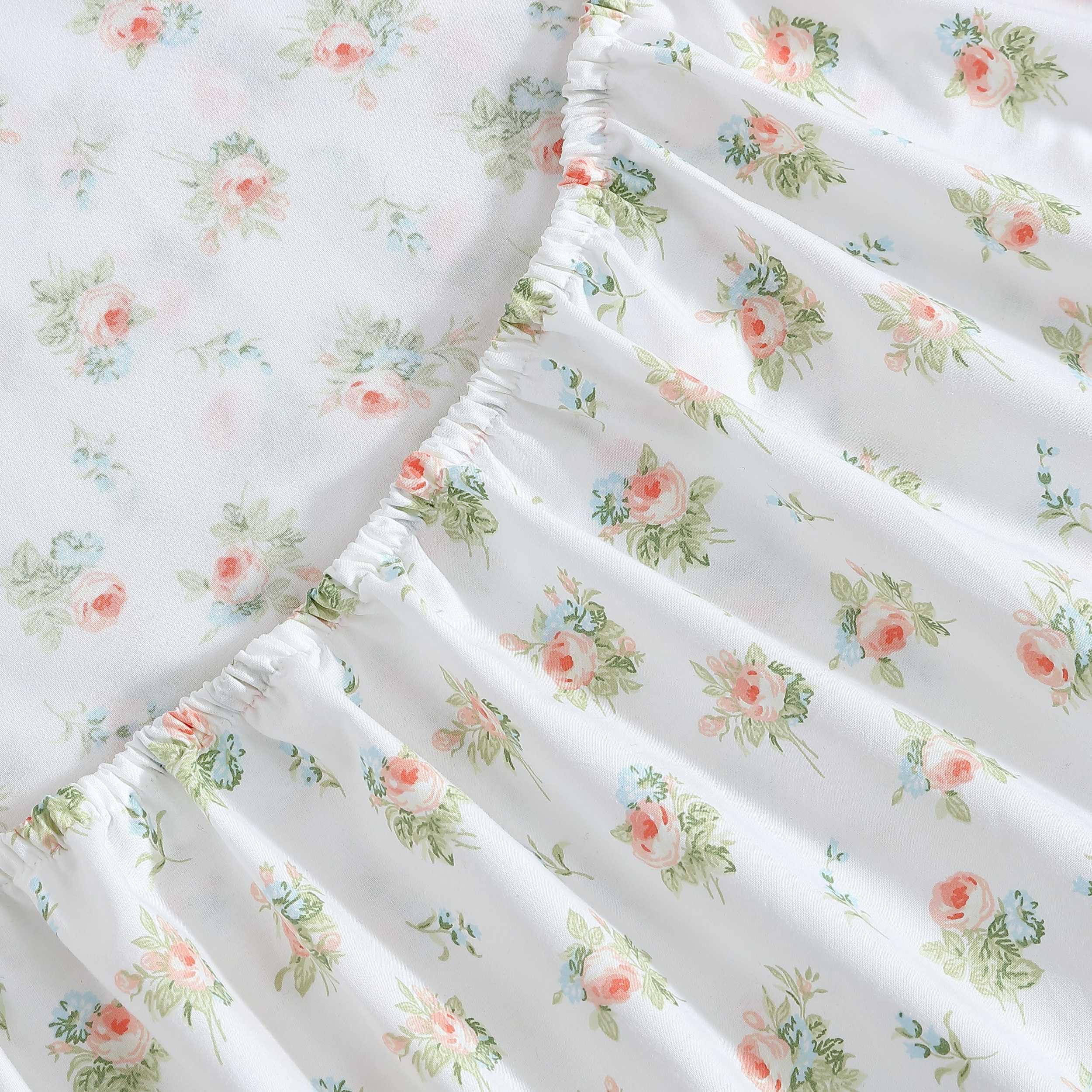 Laura Ashley - Juego de sábanas Individual XL, Ropa de Cama de algodón percal Transpirable, 200 Hilos, decoración Floral para el hogar (Naranja Roseford, Individual XL)