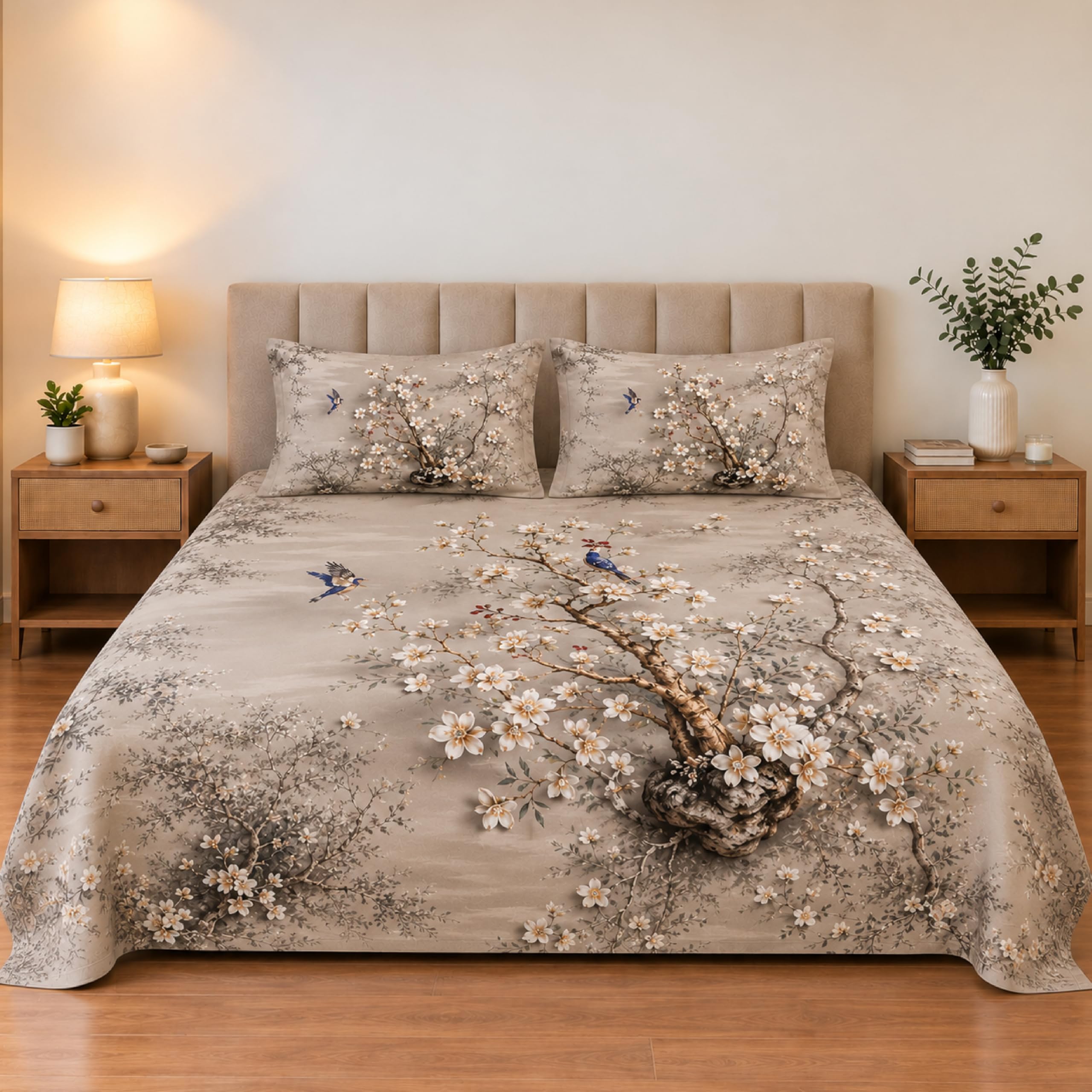 Signature Microfiber Queen Bedsheet Set - Ivory Geometric -3