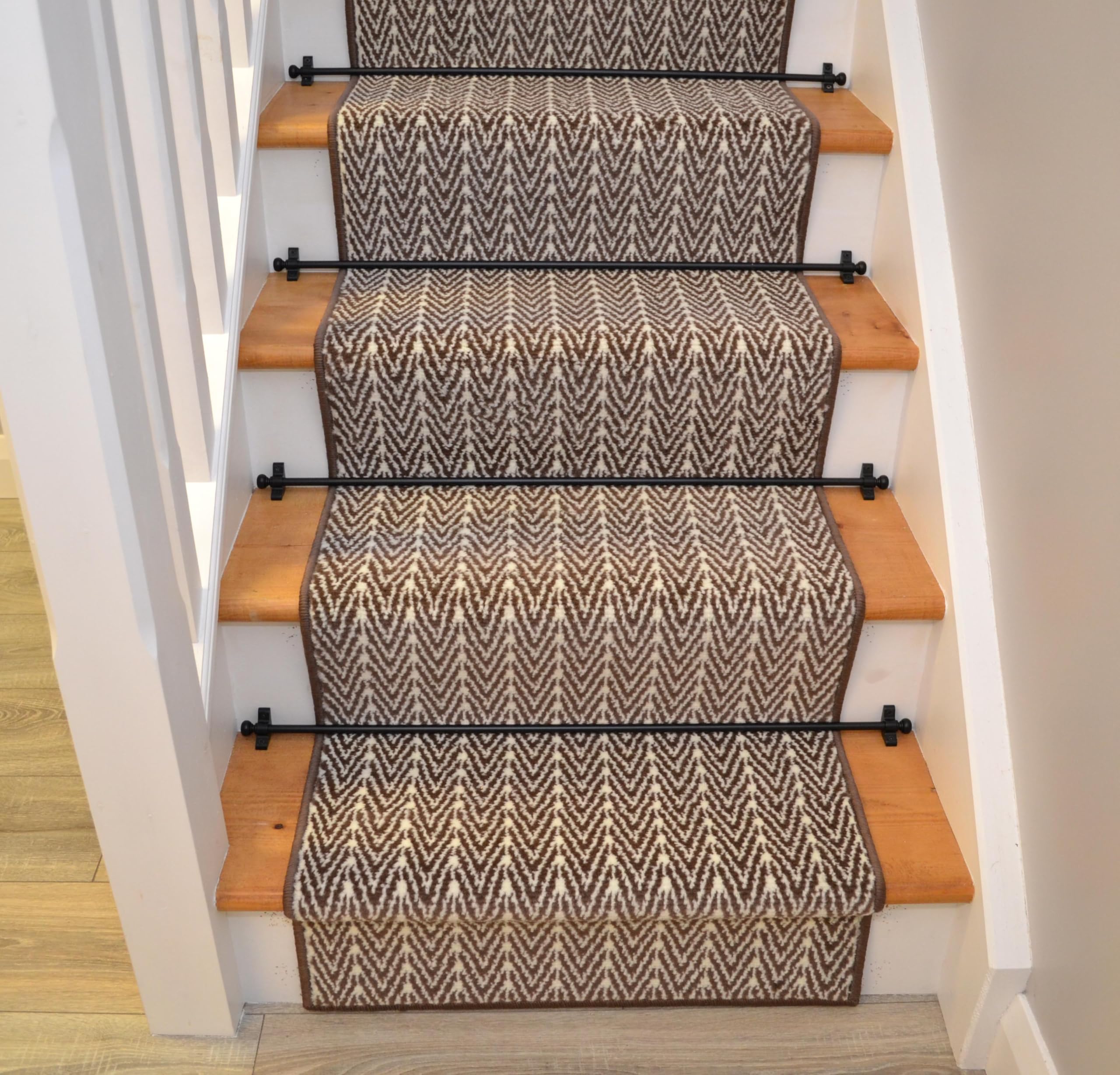 Luna Brown Herringbone Cut to Size Long Narrow Hallway Stair Stairway Carpets Runner Rugs