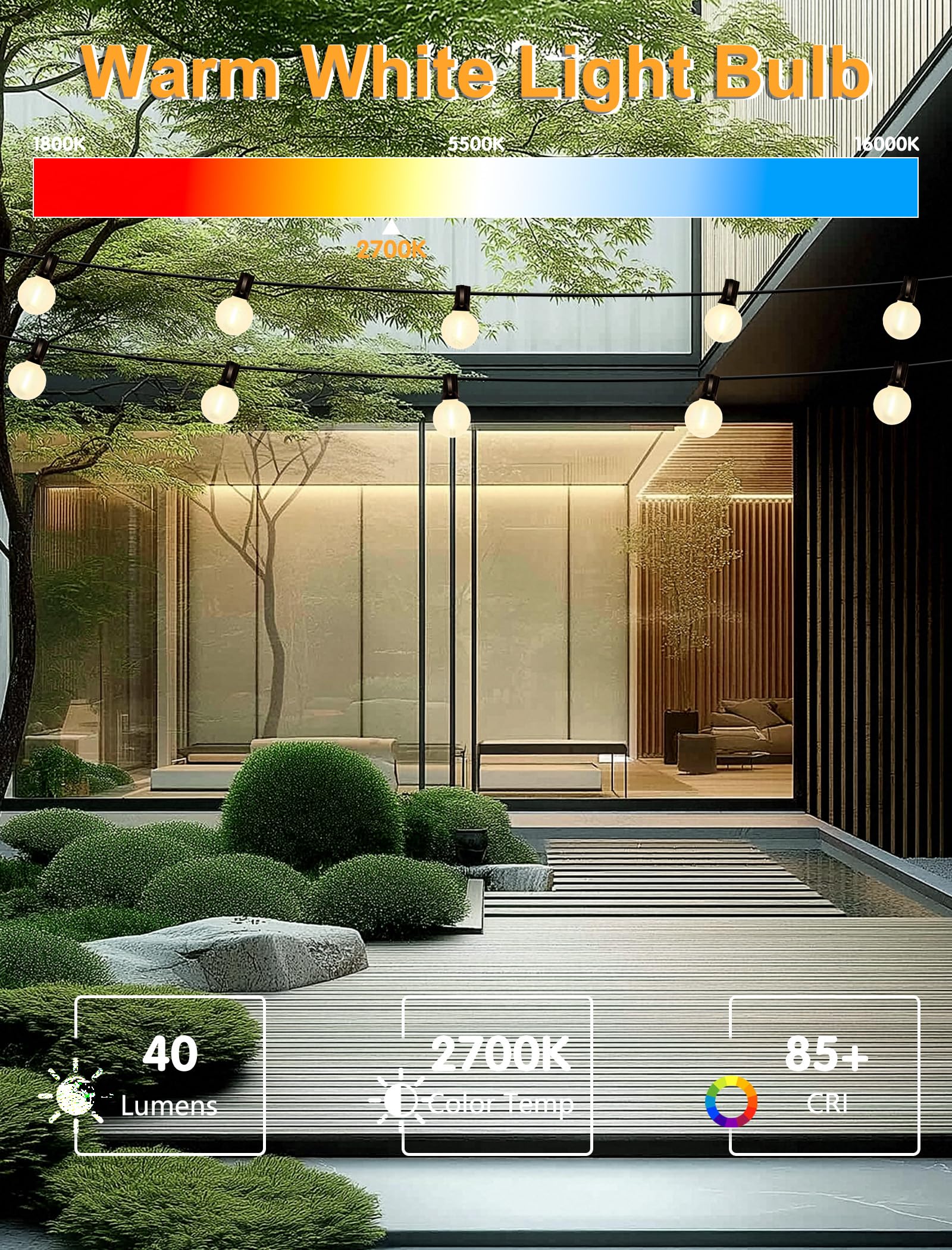 25Pack G40 LED Replacement Light Bulbs 0 6W Frosted White LED Globe Bulbs for Outdoor String Light E12 — view 4