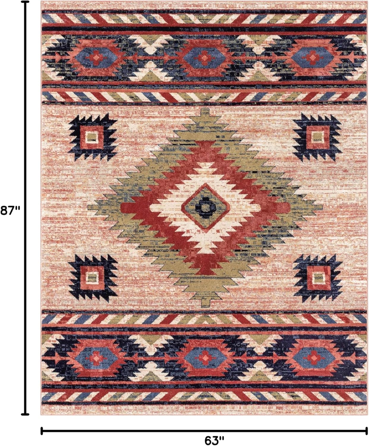 Reversible Cream Synthetic 5' x 7' Easy-Care Area Rug