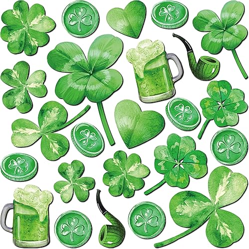 24 imanes para refrigerador del día de San Patricio, trébol para refrigerador, imanes decorativos, casillero irlandés, calcomanías para