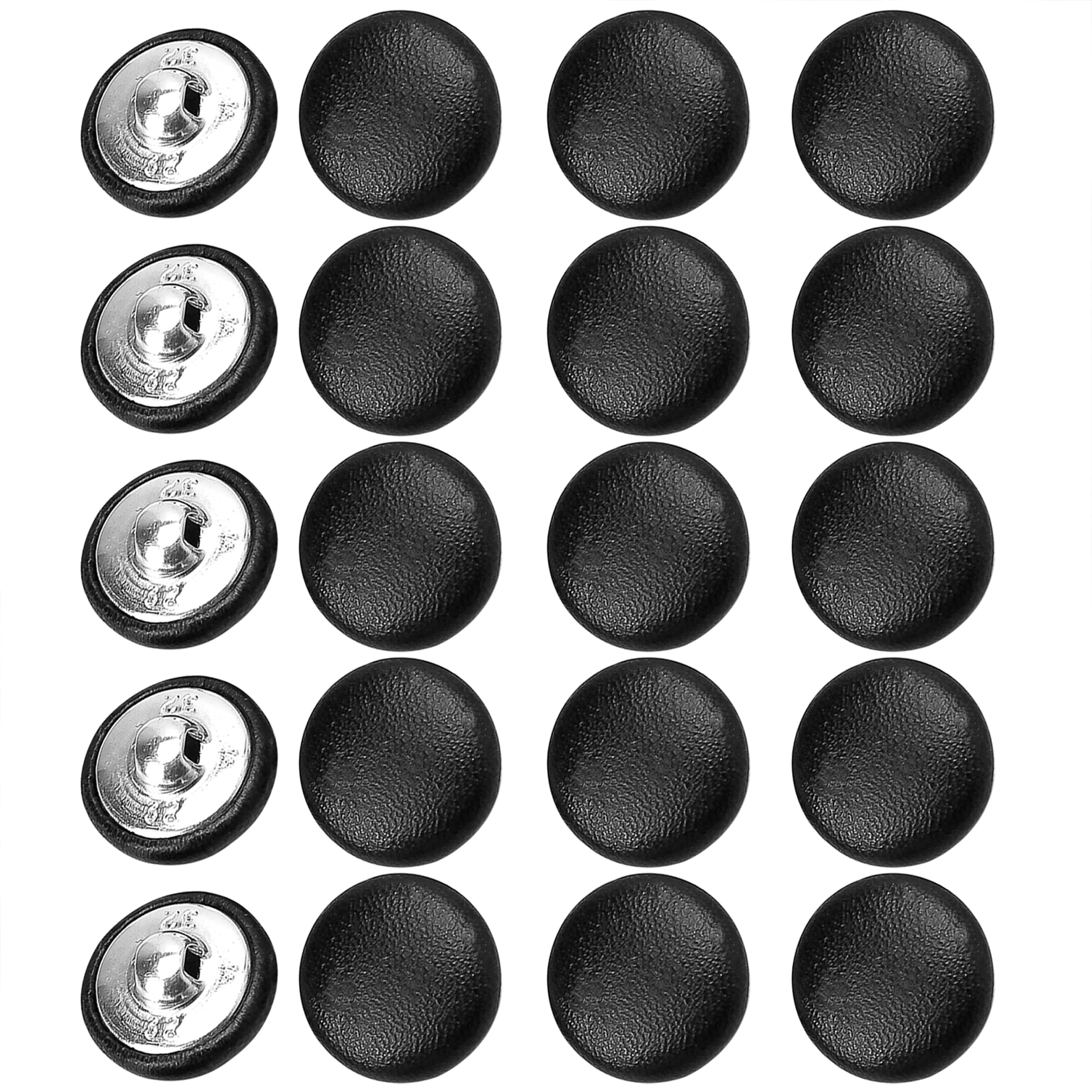 20Pcs Faux Leather Covered Buttons, 0.79in Large Round Metal Shank for Sewing Knitting Upholstery Tufting DIY Handcraft Dress Jeans Sofa Coat Blazer Jacket Furniture Couch Cushions Shoe Decoration