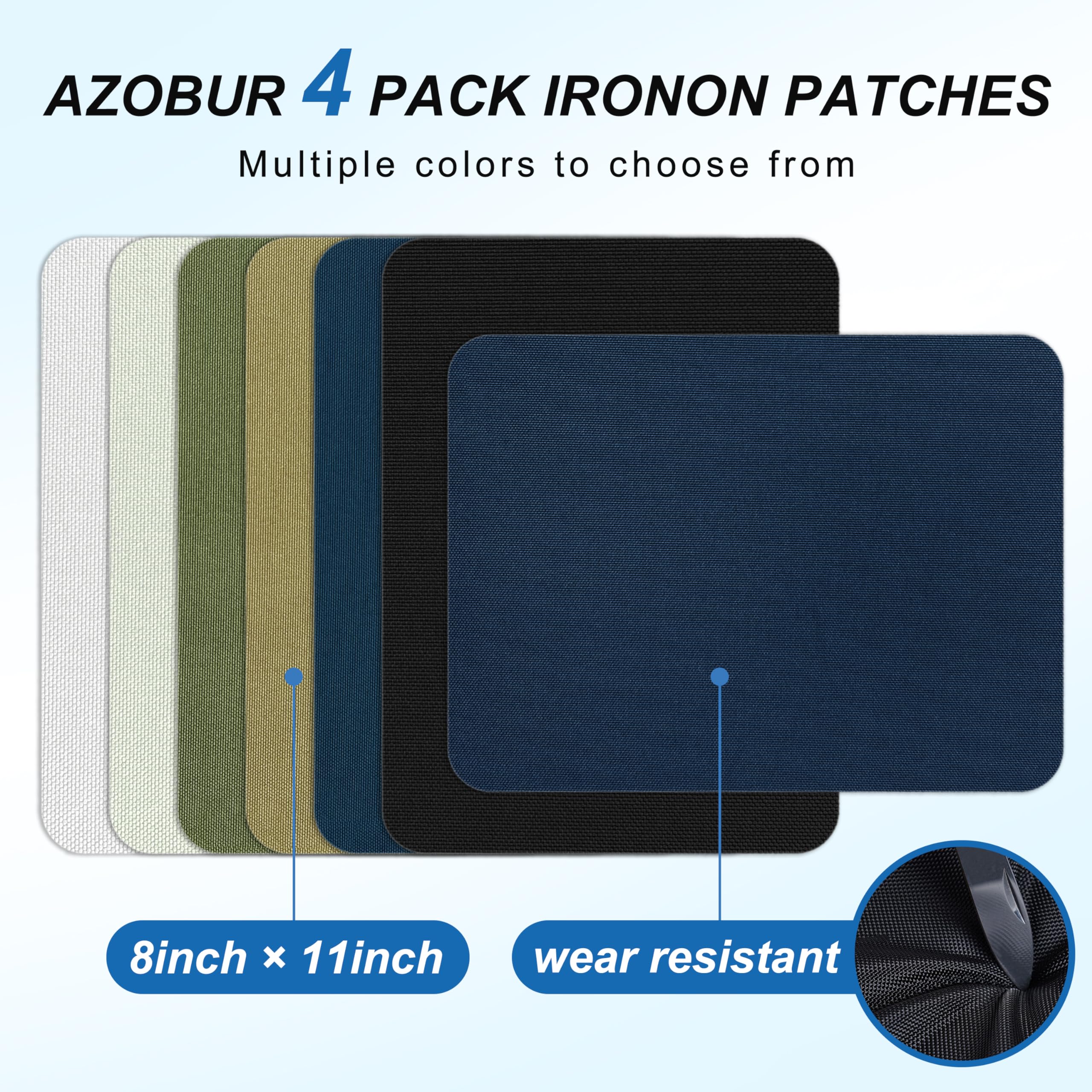 Azobur Parches de tela de lona para planchar de 8 x 11 pulgadas, cinta adhesiva resistente al agua, parche para planchar para tienda de campaña, ropa, mochila, equipaje, cubierta de barco, toldo