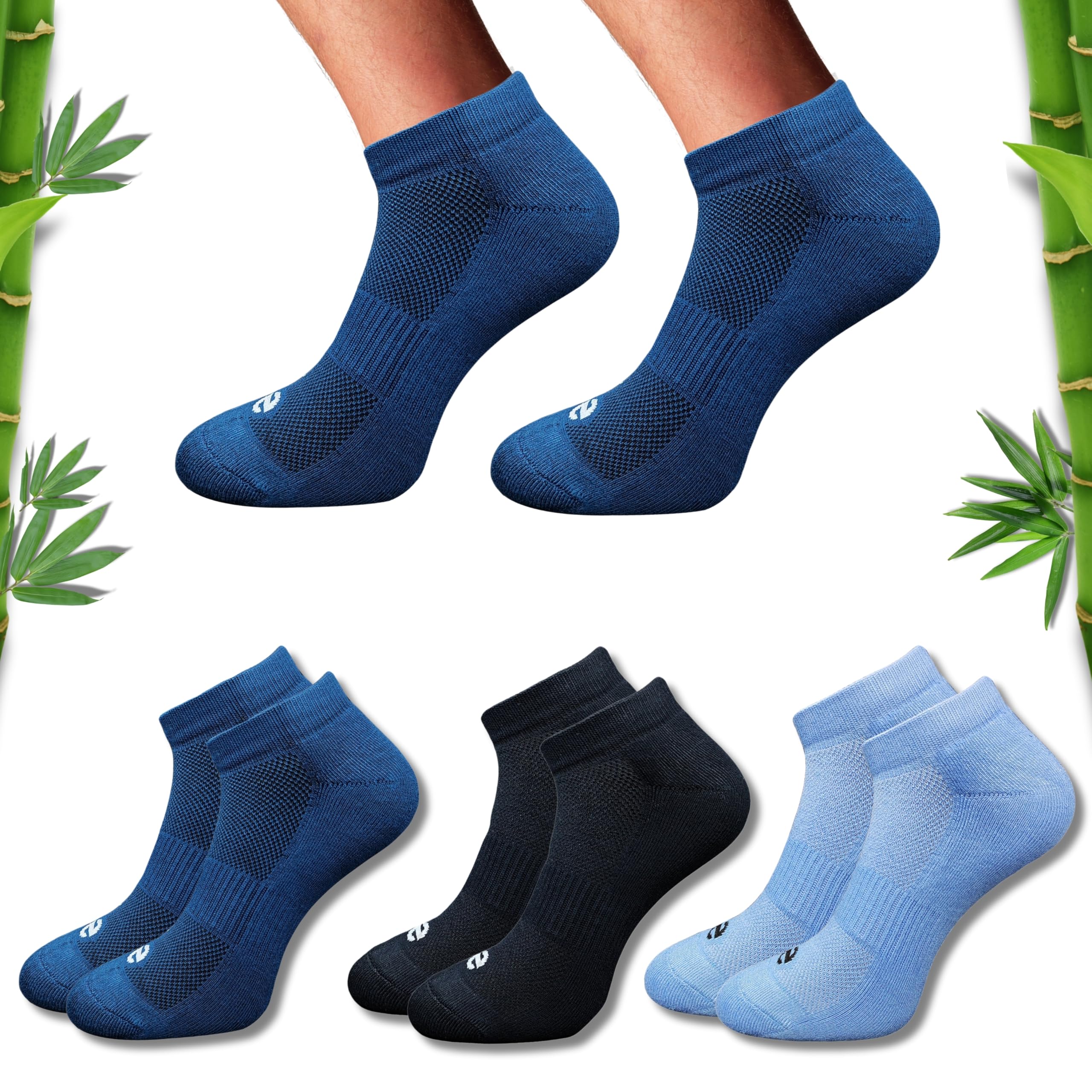 ecosync Premium Bamboo Unisex Socks - Low Cut (Set of 3: Navy + Black + Sky Blue) | 88% Bamboo Fabric, Anti-Bacterial, Breathable, Soft, Seamless Design.-picture-29