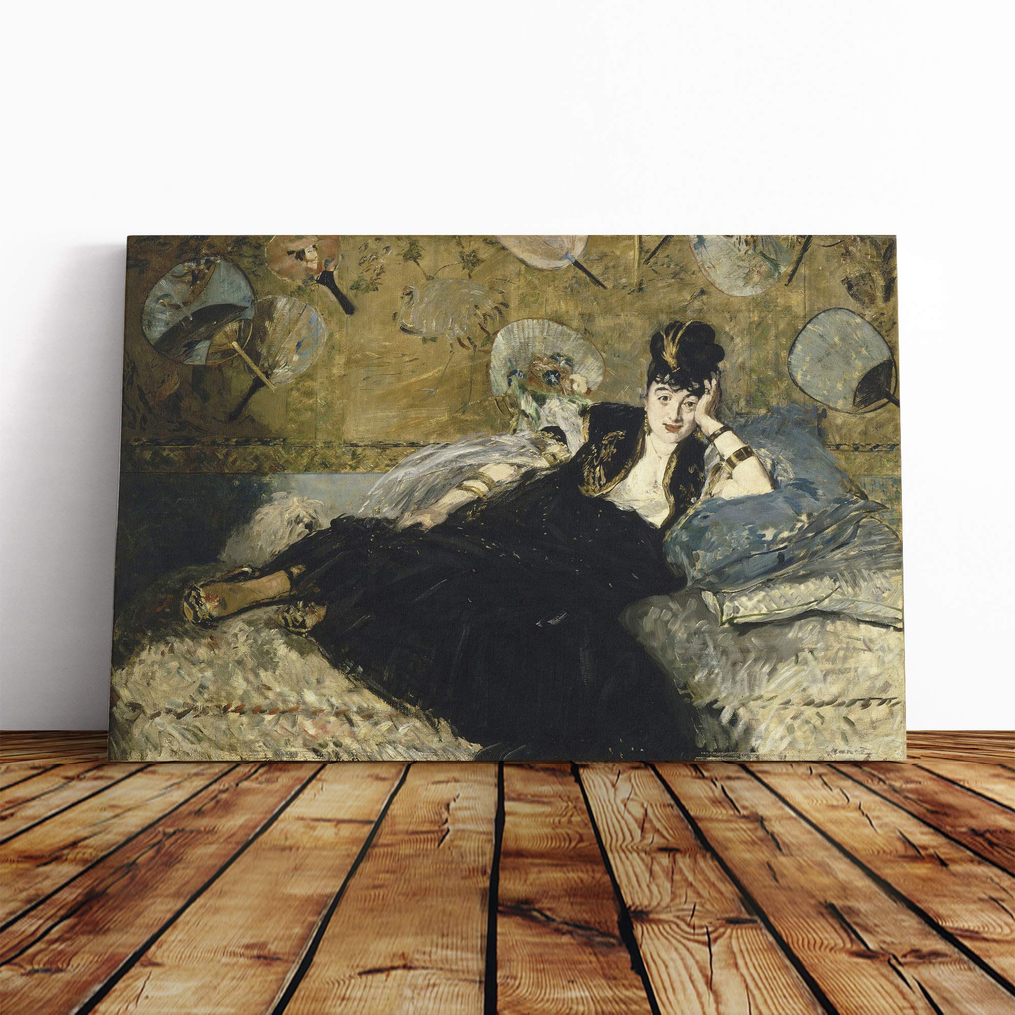 Edouard Manet Woman with Fans Canvas Print | Gallery Wrapped 30mm Frame Wall Art | 24x16 inches | Ready to Hang | Modern People Picture | Living Room Bedroom Lounge Office