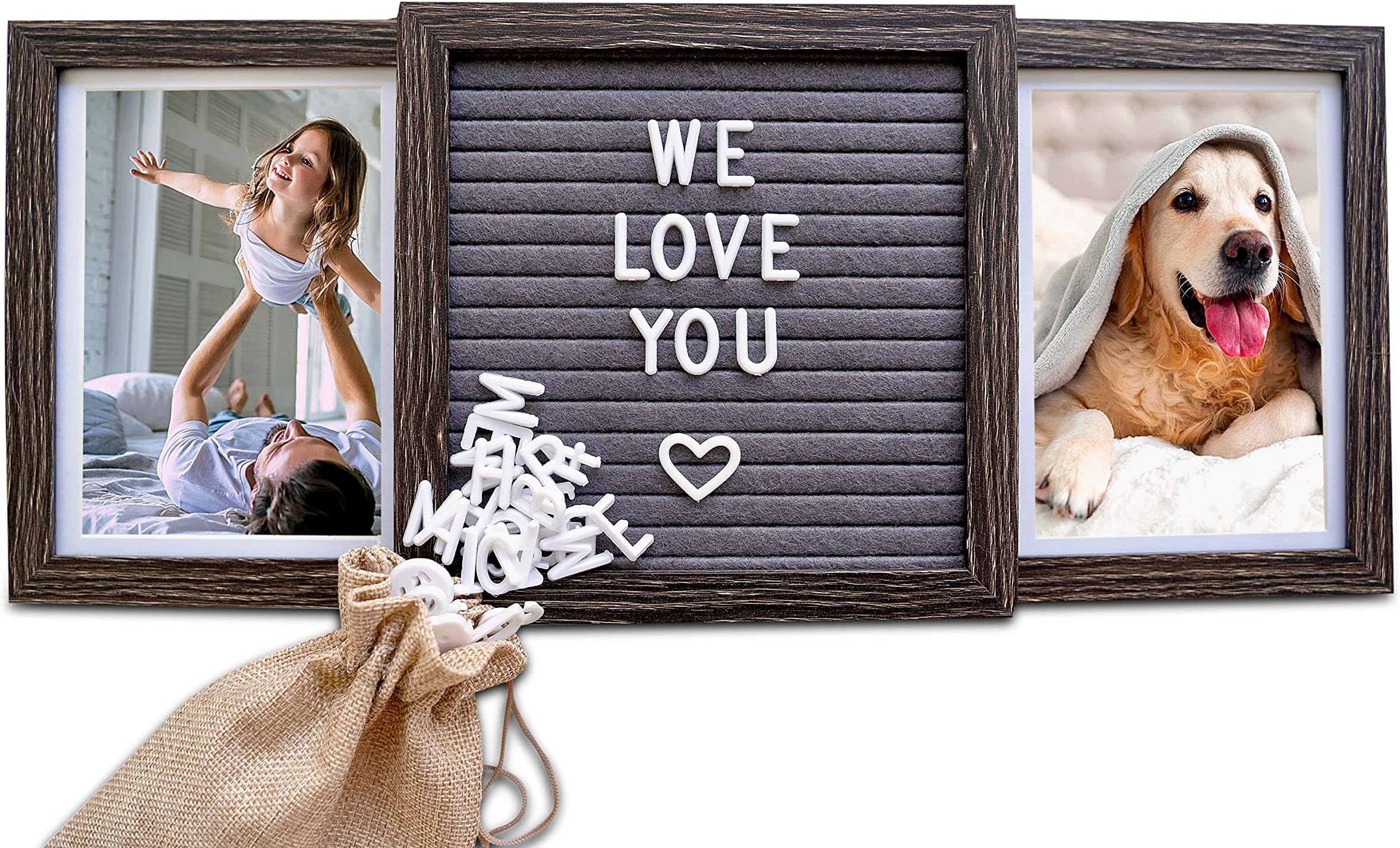 Personalized Picture Frame for Dad or Photo frame for Grandma with Custom Letter Board: Customizable Two Picture Frame for Grandma - Great gift for Mom from kids | Photo frame from Grandkids for
