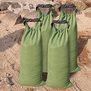 Flood Water Barrier Sand Bags - 4Pcs Thickened Long Canvas Flood Protection Sandbags with Insert Buckle Reusable Quick Flood Barrier for Home Door Window Basement Garage Floor Flood Control - 11"x28"