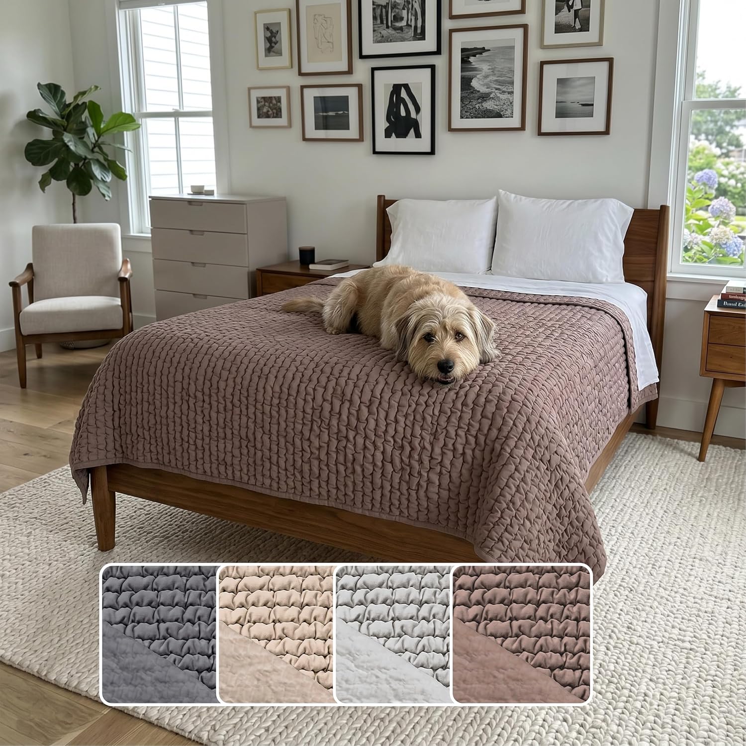 PAULATO BY GA.I.CO. Waterproof Blanket for Bed – Twin Size Cover for Incontinence – Machine Washable Stain-Resistant Protector for Couch and Sofa – Absorbent Pad - Marsala