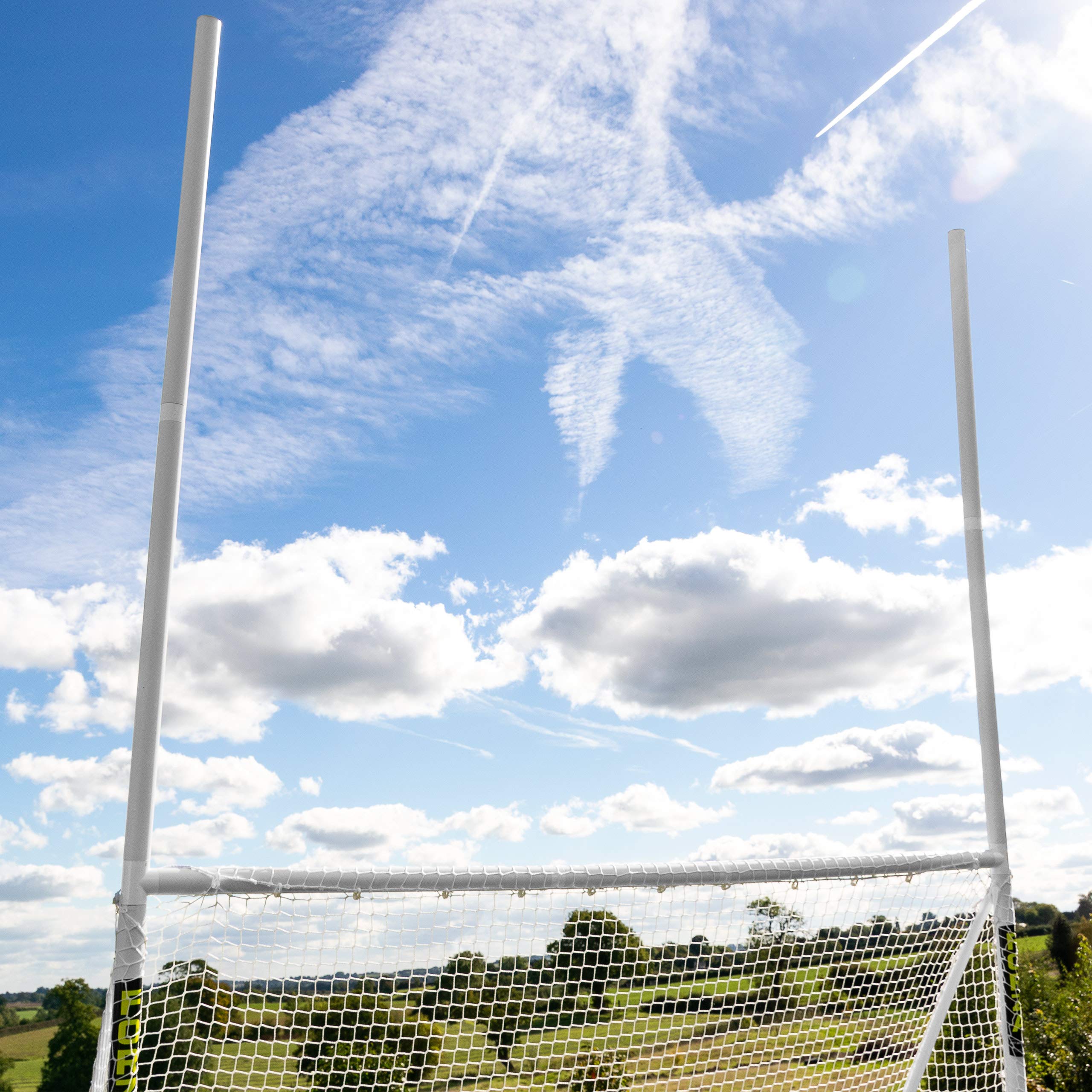 FORZA Gaelickie bramki do piłki nożnej i Hurling | 20 cm x 15 m, 10 stóp x 18 m, 12 ft x 16 ft | Siatka odporna na warunki atmosferyczne i słupki bramkowe z uPCW | Słupki do bramki ogrodowej dla dzieci (10 stóp x 15 cm)