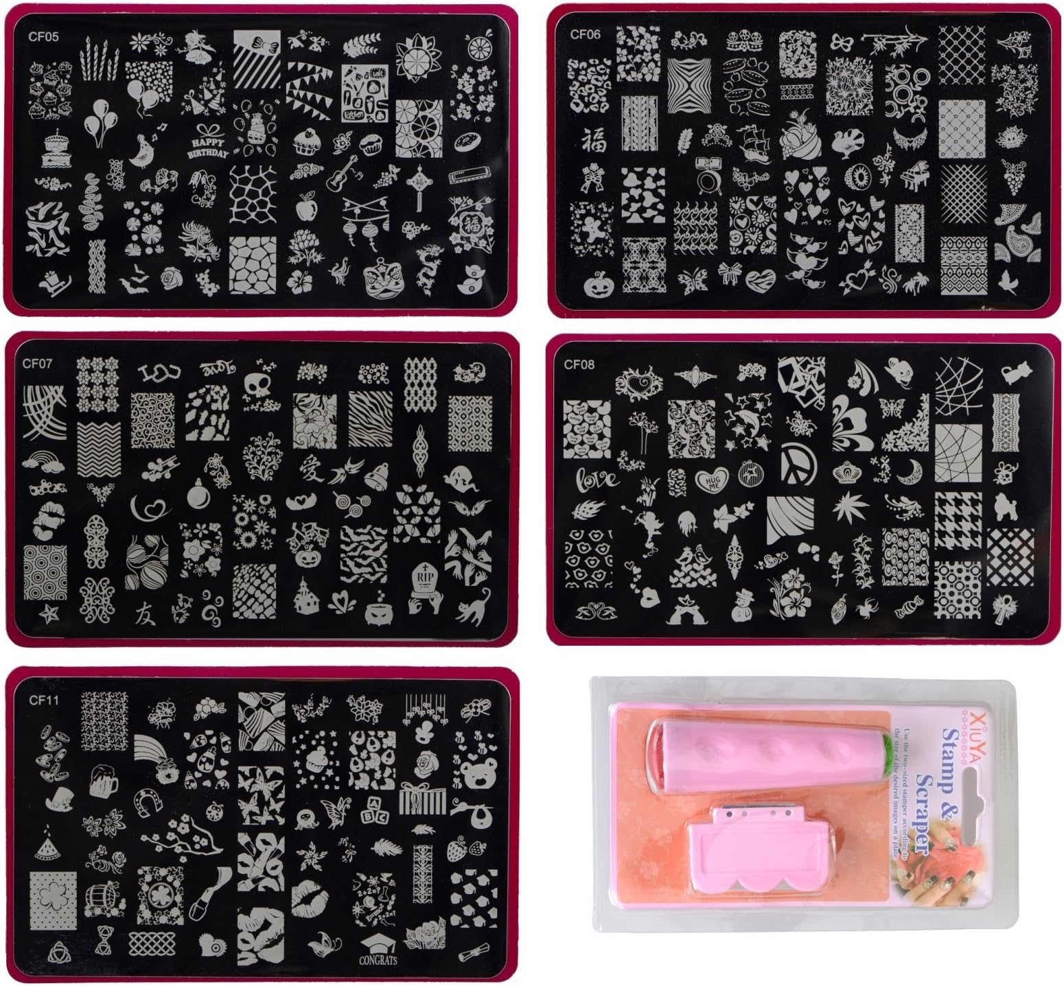 Lifestyle-You Jumbo Nail Stamping Image Plates Kit(5 pcs) Double Sided Stamper Metal Scraper Nail Art & Decoration (Combo Offer) Nice Gift for Girls and Women.