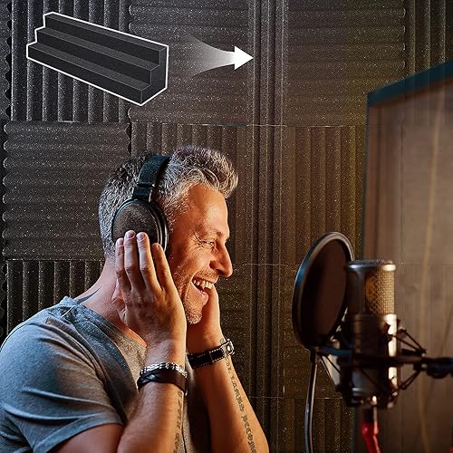 Miniatura 6 de DEKIRU Trampas de espuma acústica para graves de espuma de estudio, paneles de espuma a prueba de sonido, amortiguación de ruido para pared, ideal