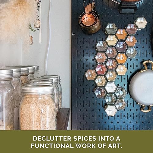 Miniatura 8 de Gneiss Spice Tarros magnéticos  Juego de 24 pequeños tarros de especias de vidrio vacíos (1.75 onzas) con tapas magnéticas y etiquetas  Estante de