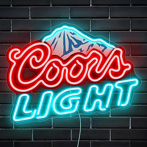 Beer Neon Sign LED Neon Beer Bar Signs for Man Cave Decor Beer Logo Sign with Mountain Pattern Printing Chill Mountain Home Bar Sign (Beer Logo)
