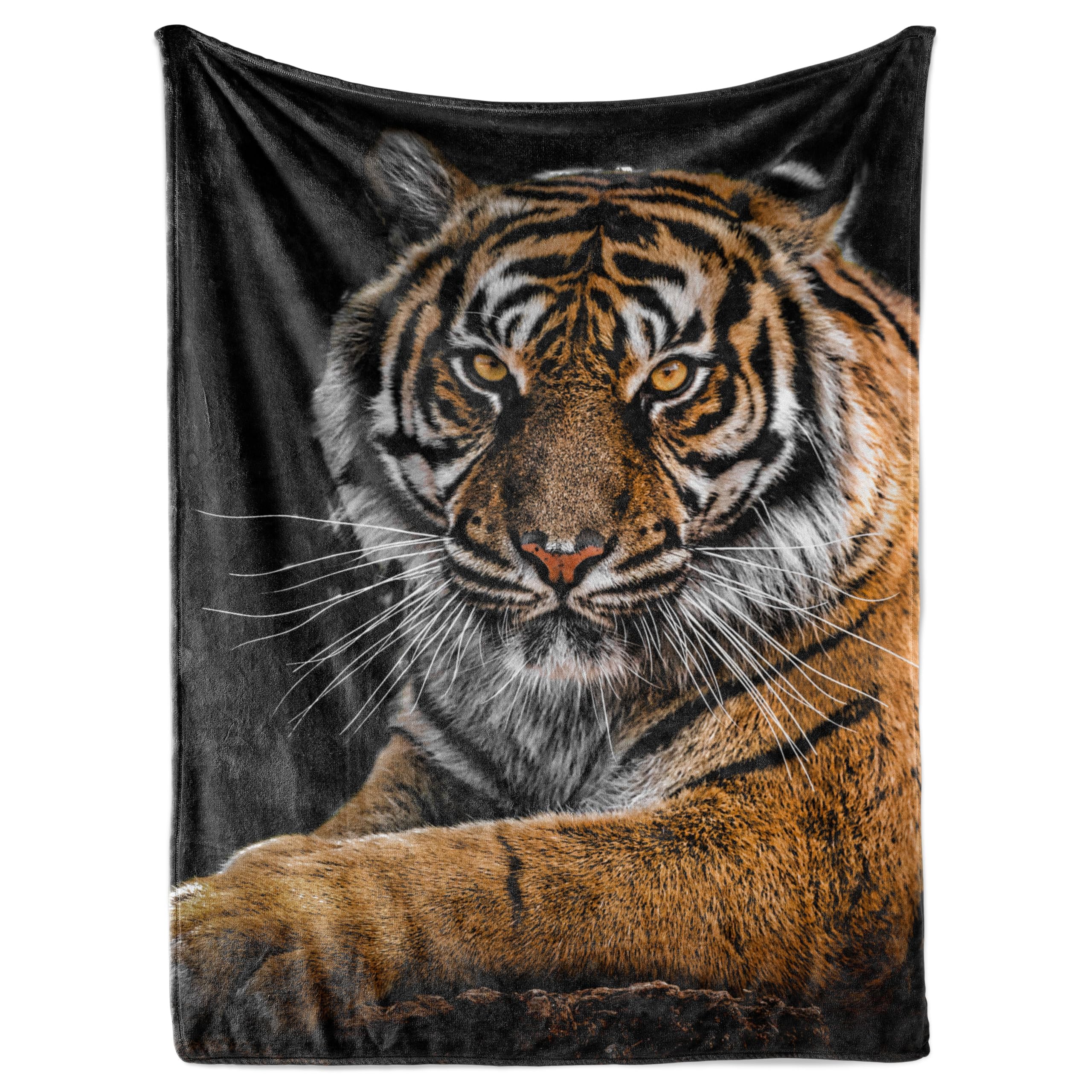Huglanket Tiger Gifts Blanket for Girls, Women, Gifts for Tiger Lovers - Throw Blanket for Girl, Her, 50" x 65" - Black
