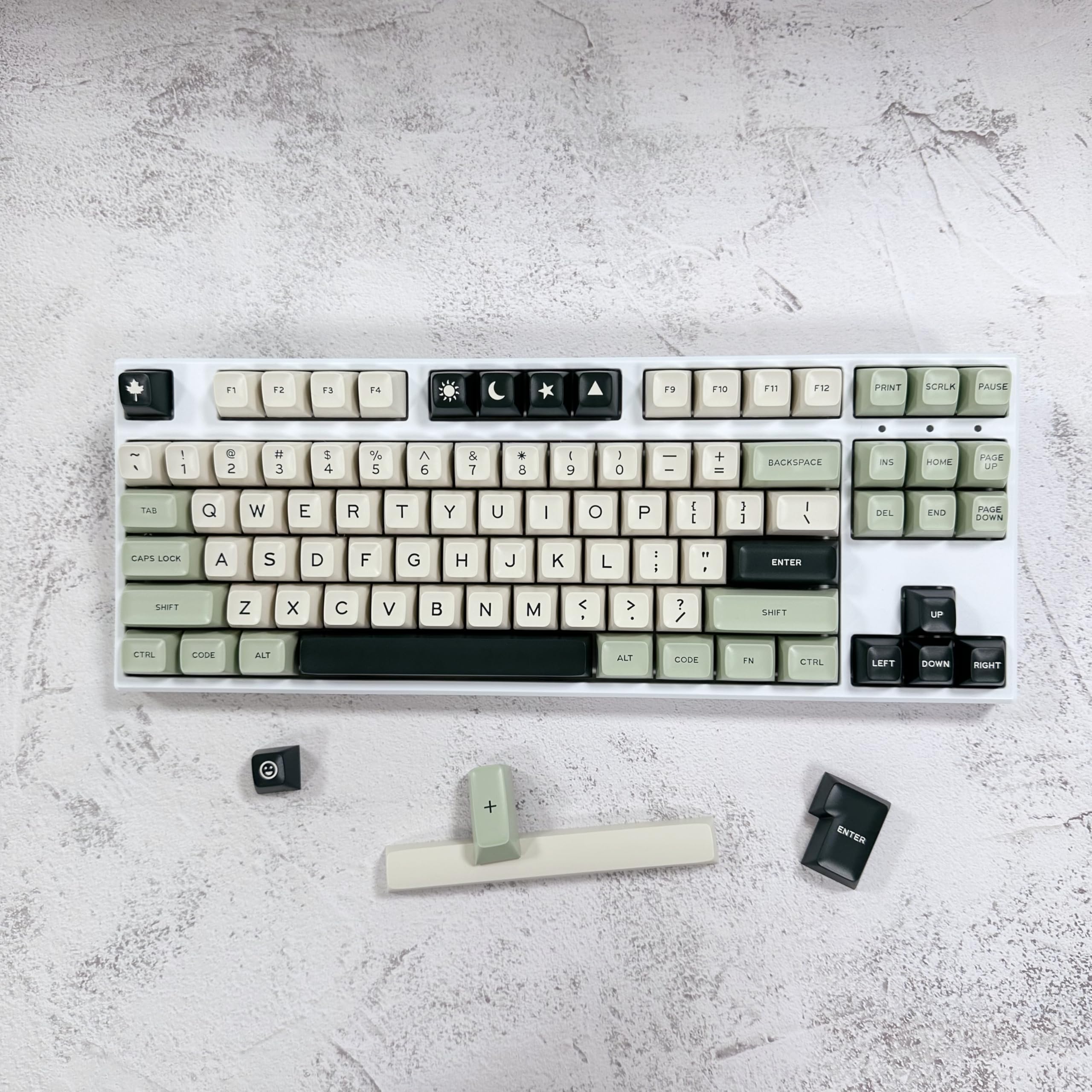SOLIDEE PBT Double Shot SA Profile Keycaps 175 Klawisze,Keycapy niestandardowe,Grube keycapy PBT profil SA do przełączników Cherry MX do klawiatur mechanicznych,układami 60%65%75% TKL100%(Matcha)