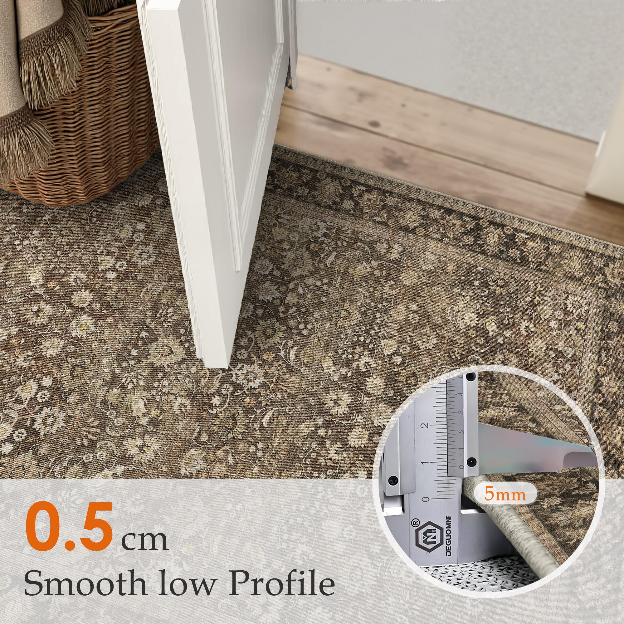 PureCozy Entryway Rug Indoor Door mat, Brown Small Washable Area Rugs Kitchen Bathroom Office Dining Room Mat - Image 3