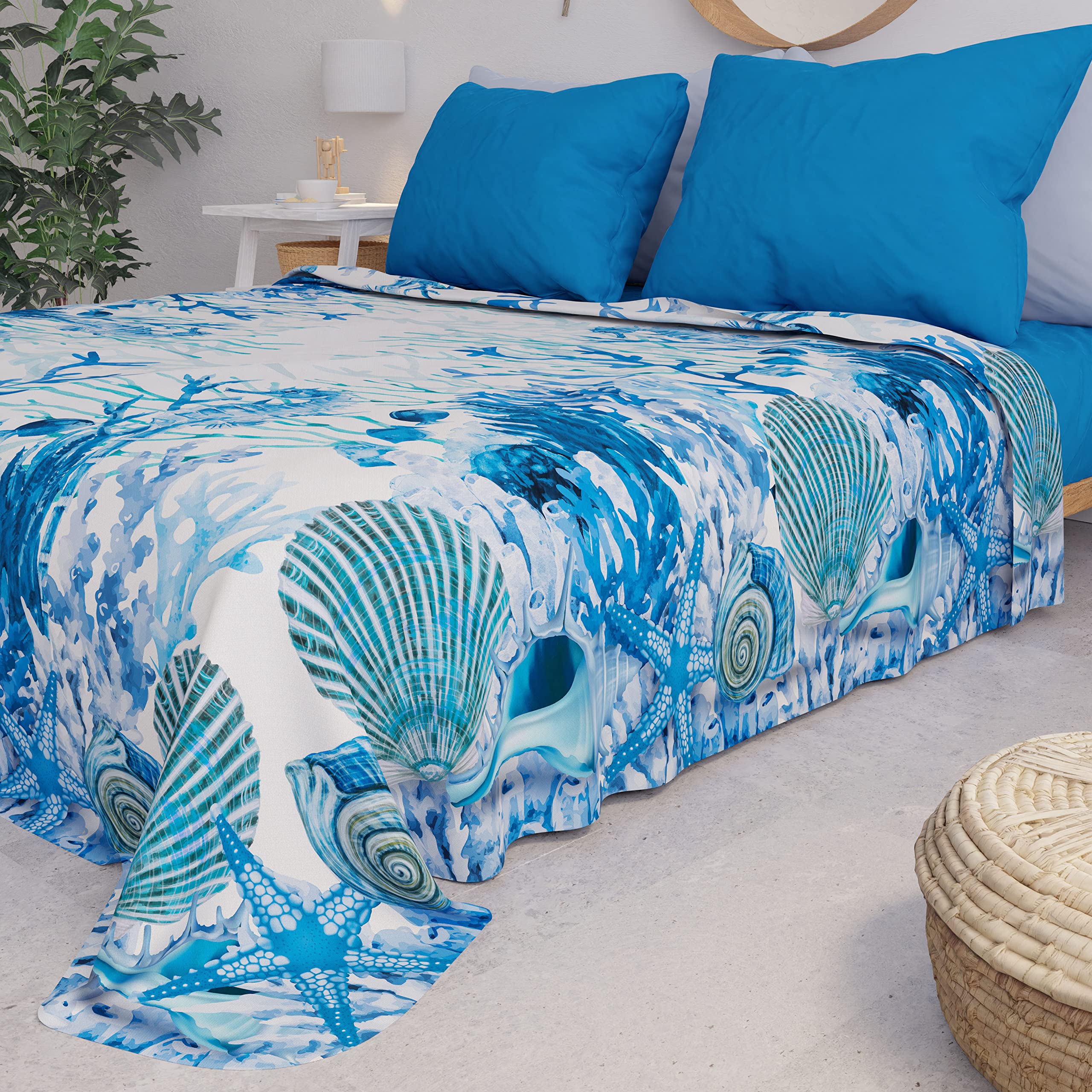 PETTI Artigiani Italiani - Microfibre Sofa Cover 220 x 270 cm, Coral Blue Pattern, Blue Coral - Image 4