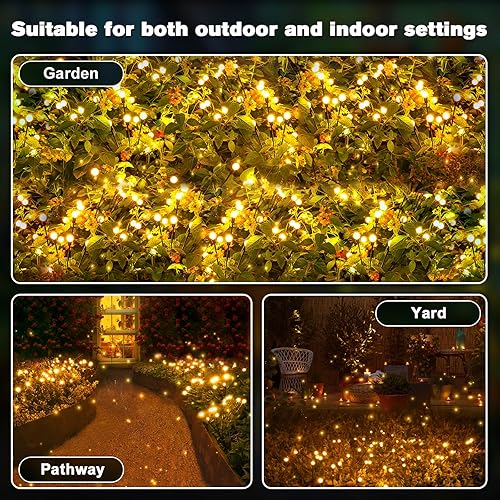 Miniatura 3 de Aulanto Paquete de 4 luces de luciérnaga enchufables, luces de luciérnaga impermeables para exteriores, luces de jardín con 8 modos, luz de camino