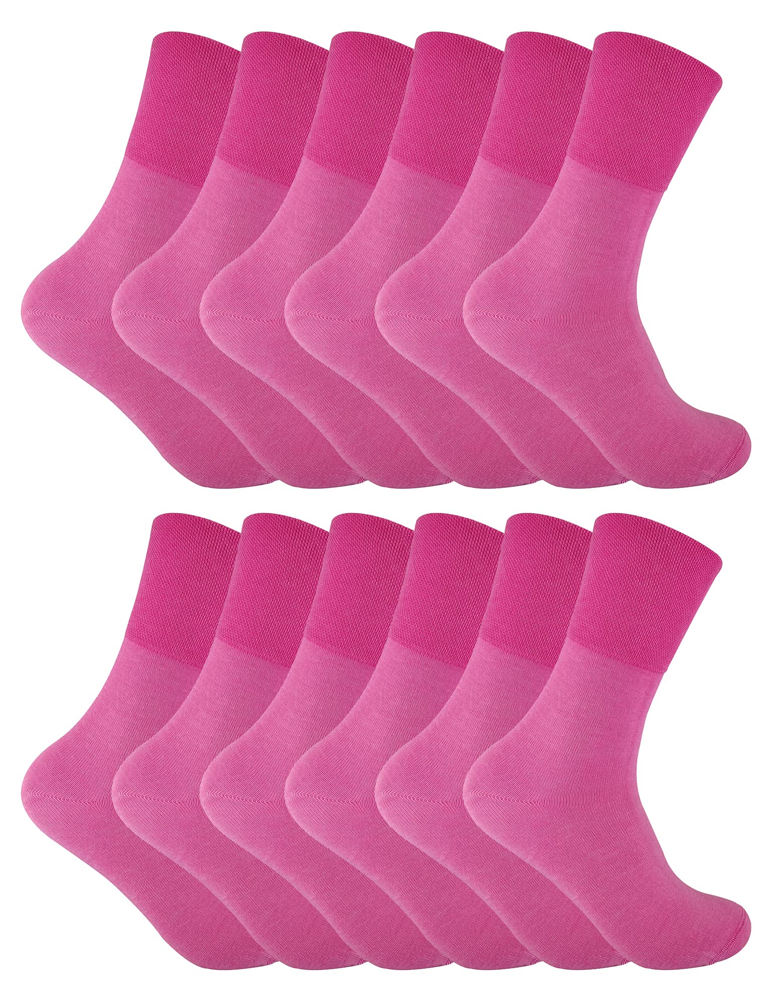 12 Pairs Non Elastic Thermal Diabetic Socks for Poor Circulation - Pink
