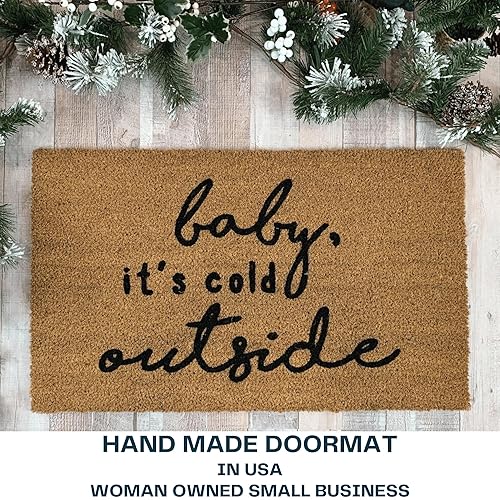 Miniatura 5 de Nickel Designs Christmas Doormat, Heavy Duty Natural Coir Fibers, UV Resistant, Winter Front Porch Decor, Christmas Theme (Small 16x24 inches)