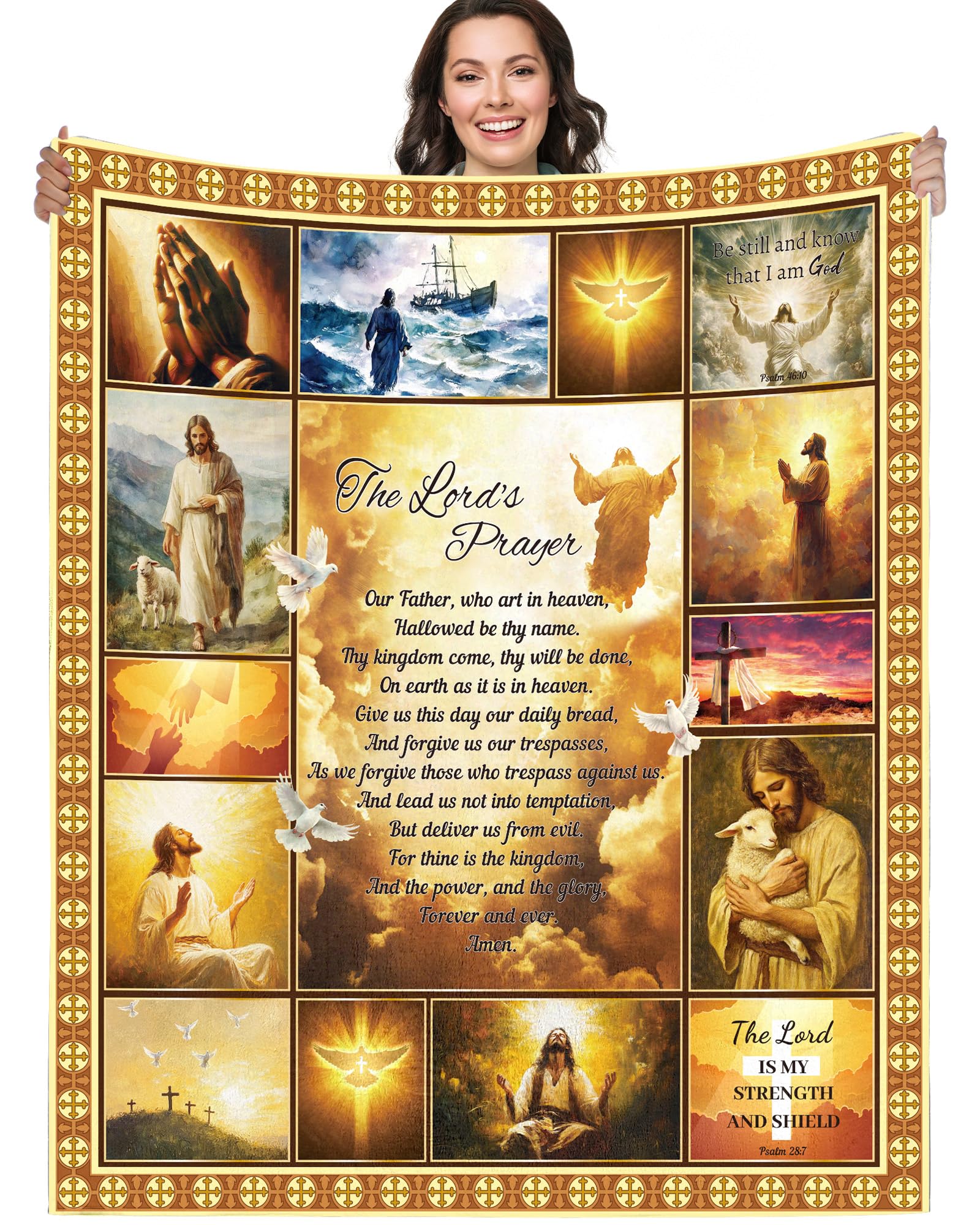 GalaVee Christian Jesus Throw Blanket, Religious Gift for Christians, Inspirational Faith Quotes Print Soft Cozy Flannel Blanket 60x50, Home Decor for Sofa Bed Prayer Blanket